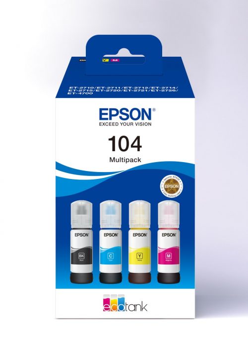 Epson 104 mustepullo neliväripakkaus